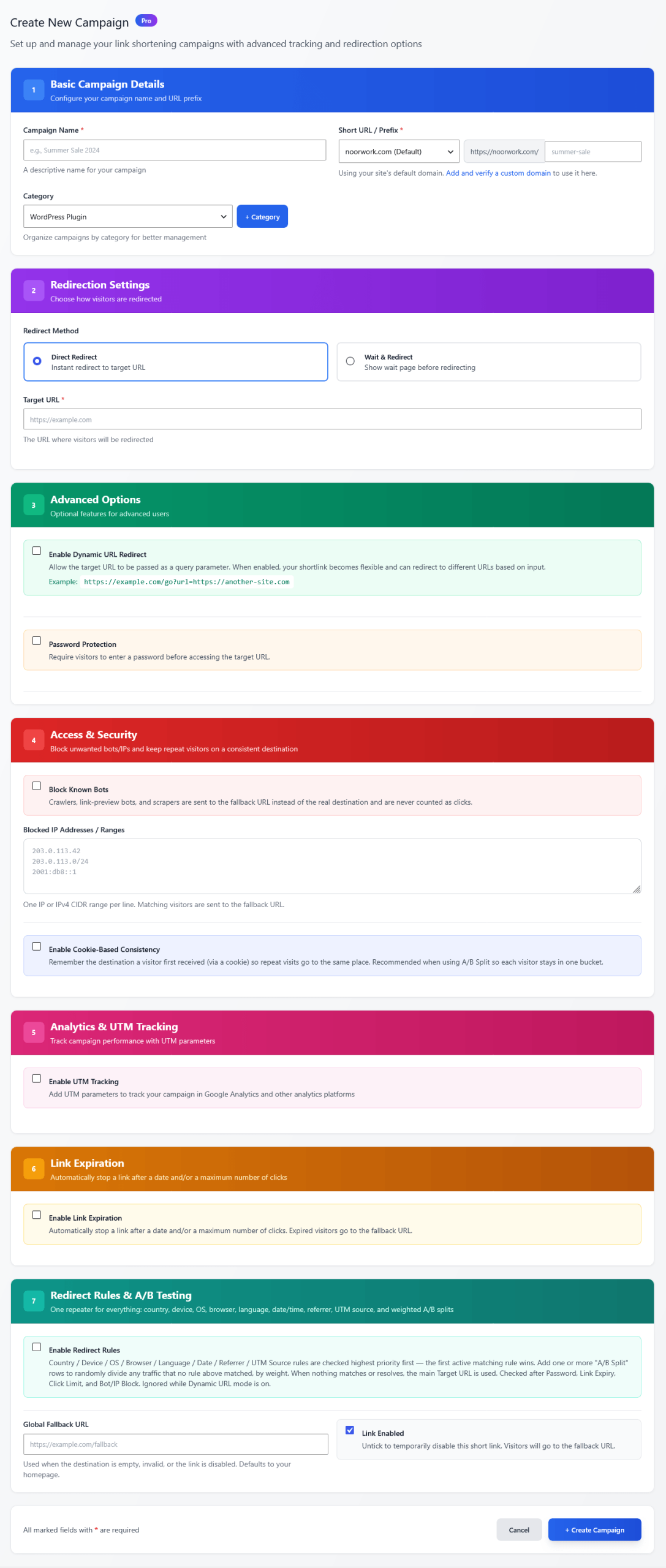 NoorShort – Advanced URL Shortener & Link Management for WordPress