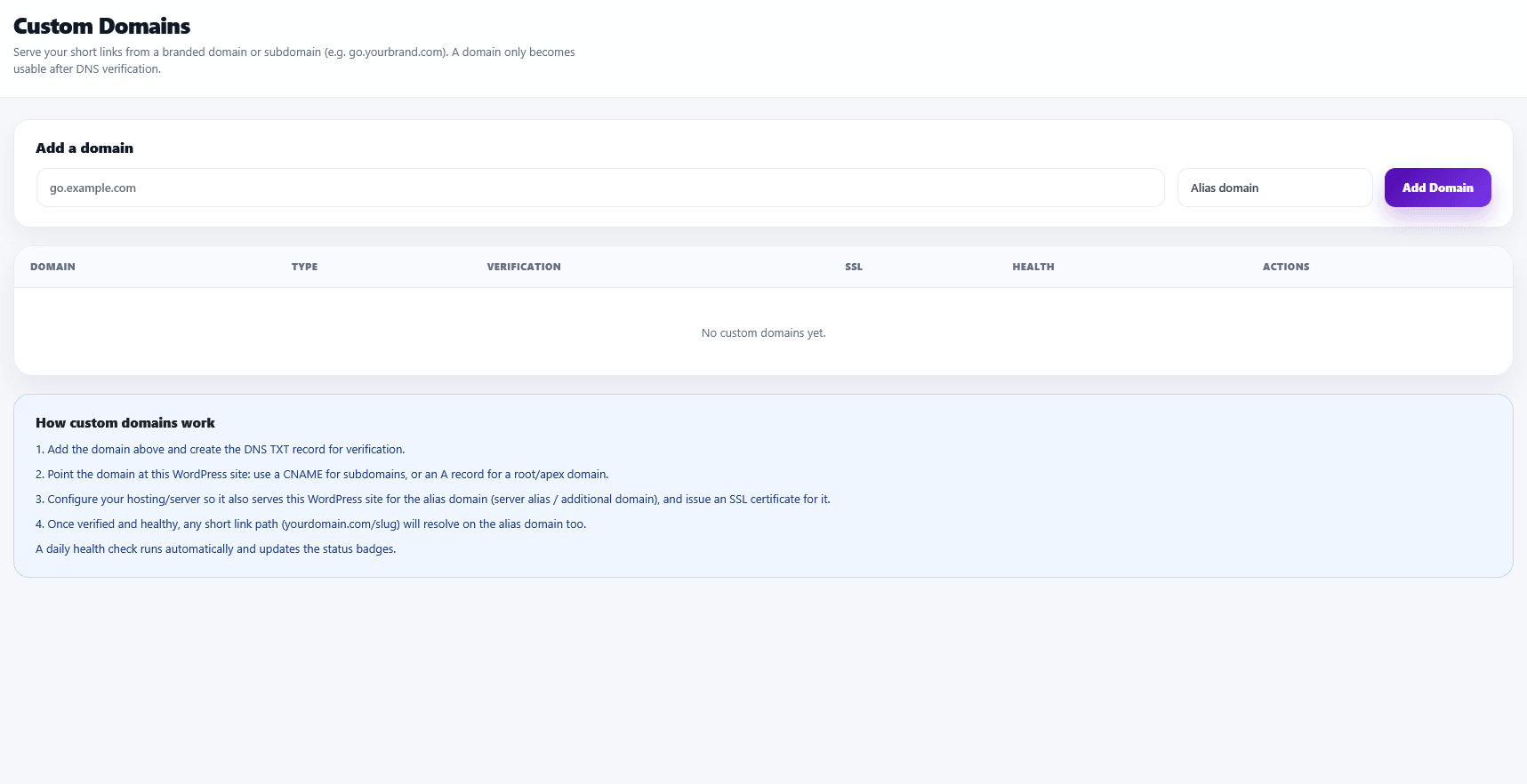 NoorShort Custom Domain