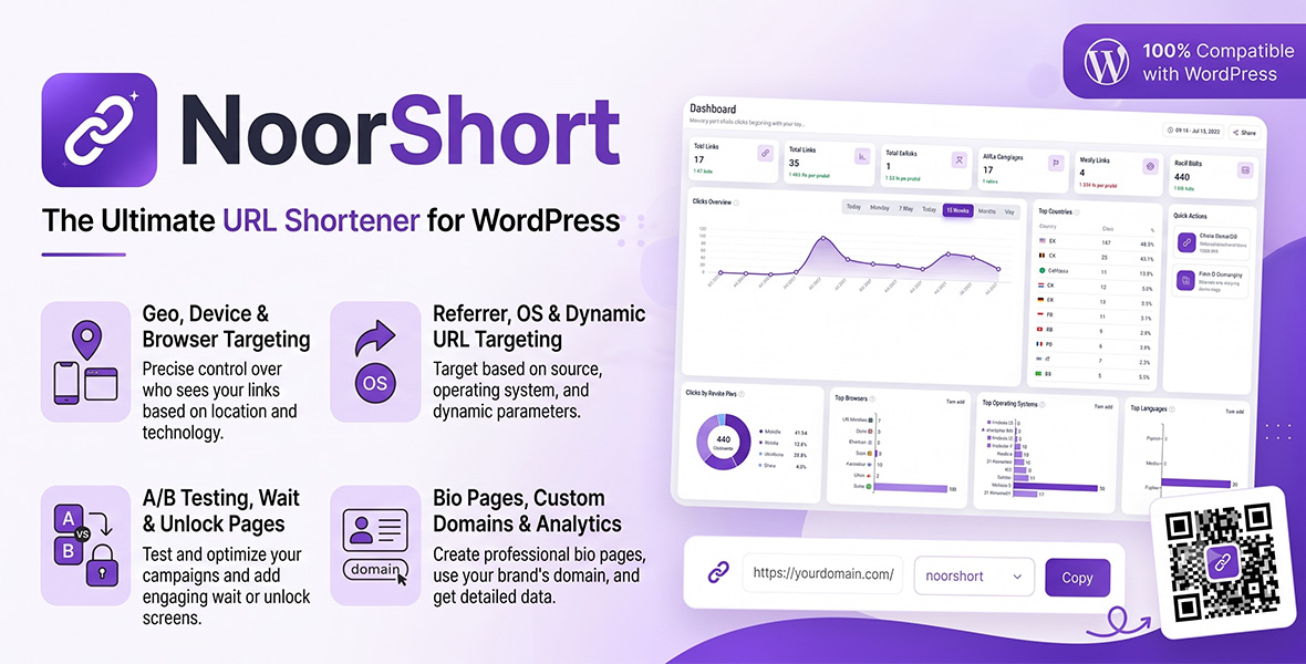 NoorShort – Advanced URL Shortener & Link Management for WordPress