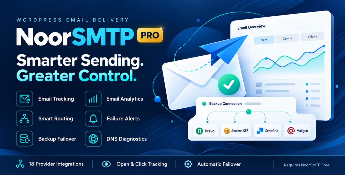 NoorSMTP Pro – WordPress SMTP, Email Tracking & Smart Routing